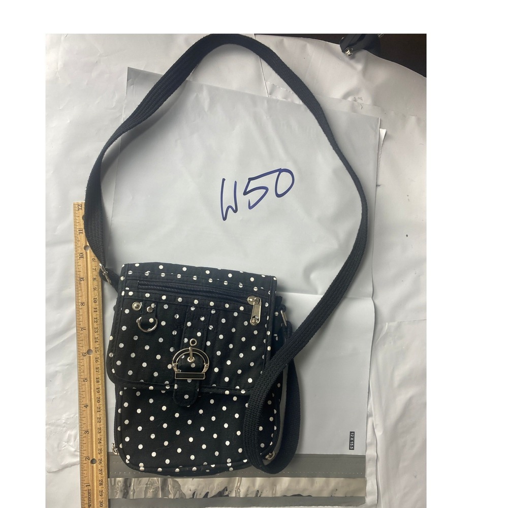 Black White Polka Dot Crossbody Bag Small Shoulder Purse Adjustable Strap